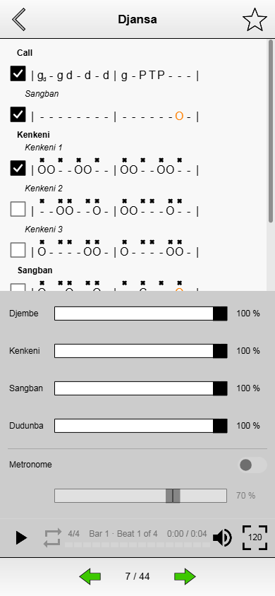 Per-instrument volume